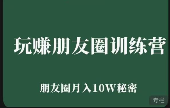 玩赚朋友圈系统课，朋友圈月入10W的秘密，​7天系统图文课程-学习笔记资源库