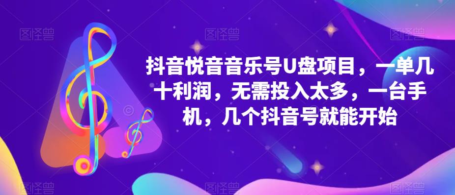 抖音音乐号U盘项目，一单几十利润，无需投入太多，一台手机，几个抖音号就能开始-学习笔记资源库