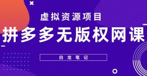 【白龙笔记】拼多多无版权网课项目,月入5000的长期项目,玩法详细拆解【揭秘】-学习笔记资源库