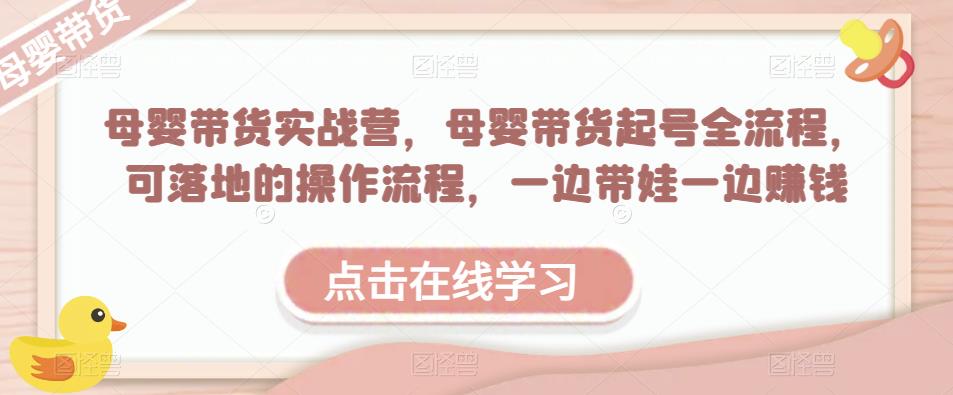 母婴带货实战营，母婴带货起号全流程，可落地的操作流程，一边带娃一边赚钱（附素材）-学习笔记资源库