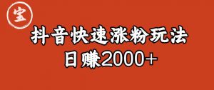 宝哥私藏·抖音快速起号涨粉玩法（4天涨粉1千）（日赚2000+）【揭秘】-学习笔记资源库