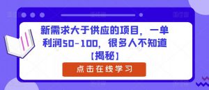 新需求大于供应的项目,一单利润50-100,很多人不知道【揭秘】-学习笔记资源库