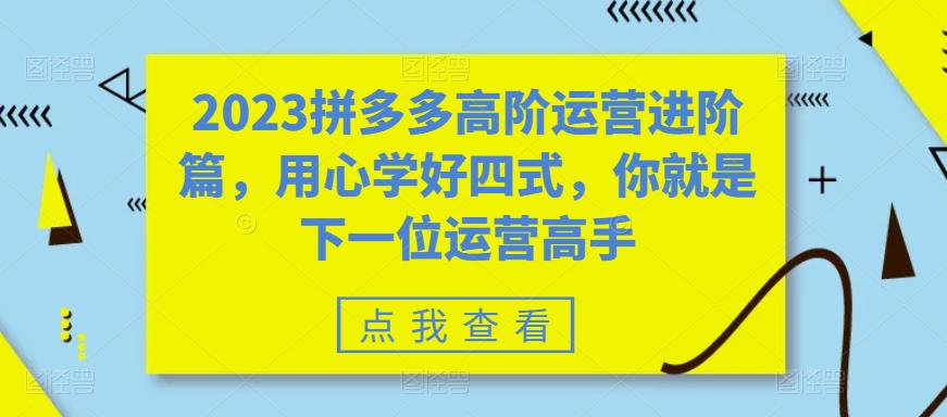2023拼多多高阶运营进阶篇，用心学好四式，你就是下一位运营高手-学习笔记资源库
