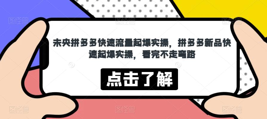 未央拼多多快速流量起爆实操，拼多多新品快速起爆实操，看完不走弯路-学习笔记资源库