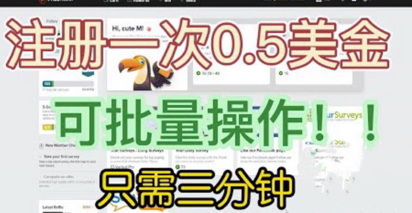 国外项目注册一次0.5美金，只需三分钟无脑操作，可批量同时放大操作，小白工作室福利【揭秘】-学习笔记资源库