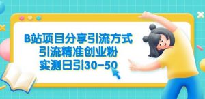 B站项目分享引流方式，引流精准创业粉，实测日引30-50【揭秘】-学习笔记资源库