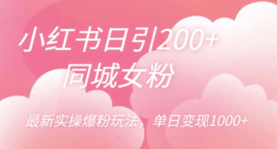 小红书日引200+同城女粉，最新实操爆粉玩法，单日变现1000+【揭秘】-学习笔记资源库