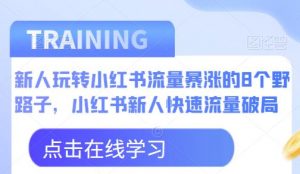 新人玩转小红书流量暴涨的8个野路子,小红书新人快速流量破局-学习笔记资源库