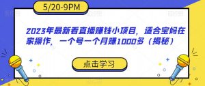 2023年最新看直播赚钱小项目，适合宝妈在家操作，一个号一个月赚1000多（揭秘）-学习笔记资源库