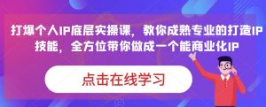 蟹老板·打爆个人IP底层实操课，教你成熟专业的打造IP技能，全方位带你做成一个能商业化IP-学习笔记资源库