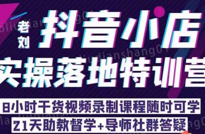 老刘·抖店商品卡流量，​抖音小店实操落地特训营，8小时干货视频录制课程随时可学-学习笔记资源库