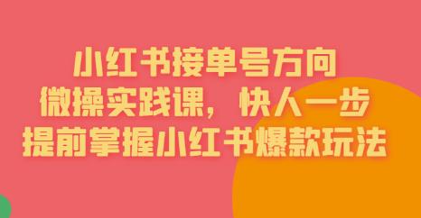 接单号方向·小红书微操实践课，快人一步，提前掌握小红书爆款玩法-学习笔记资源库