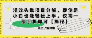 漫改头像项目分解，即使是小白也能轻松上手，仅需一部手机即可【揭秘】-学习笔记资源库