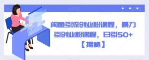 闲鱼引流创业粉课程,暴力引创业粉课程,日引50+【揭秘】-学习笔记资源库