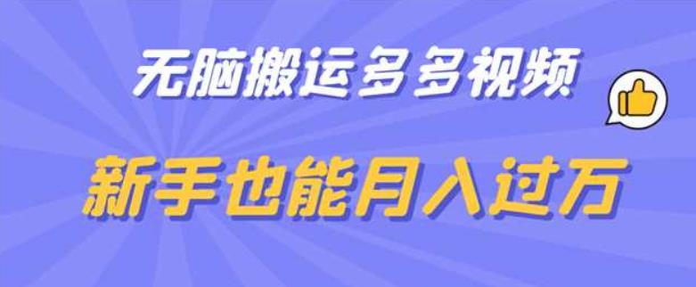无脑搬运多多视频，新手也能月入过万【揭秘】-学习笔记资源库