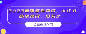 2023最强蓝海项目，小红书商单项目，没有之一【揭秘】-学习笔记资源库