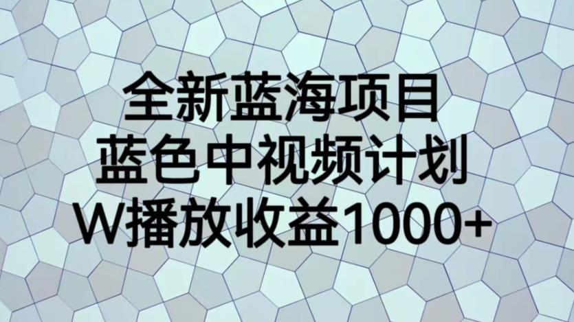 全新蓝海项目，蓝色中视频计划，1W播放量1000+【揭秘】-学习笔记资源库
