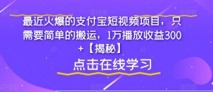 最近火爆的支付宝短视频项目，只需要简单的搬运，1万播放收益300+【揭秘】-学习笔记资源库
