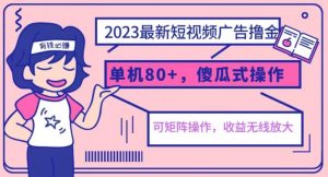 2023最新玩法短视频广告撸金，亲测单机收益80+，可矩阵，傻瓜式操作，小白可上手【揭秘】-学习笔记资源库