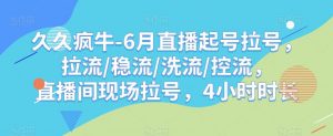 久久疯牛-6月直播起号拉号，拉流/稳流/洗流/控流，​直播间现场拉号，4小时时长-学习笔记资源库