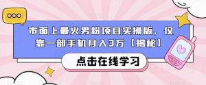 市面上最火男粉项目实操版，仅靠一部手机月入3万【揭秘】-学习笔记资源库