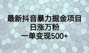 最新抖音暴力掘金项目，日涨万粉，一单变现500+【揭秘】-学习笔记资源库