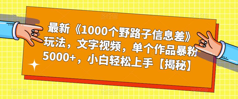 最新《1000个野路子信息差》玩法，文字视频，单个作品暴粉5000+，小白轻松上手【揭秘】-学习笔记资源库