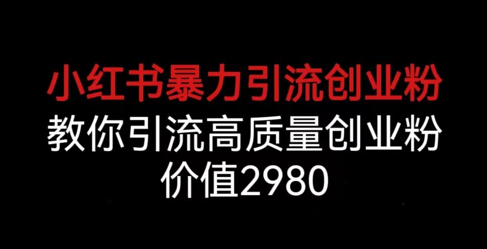 小红书暴力引流创业粉，教你引流高质量创业粉，价值2980【揭秘】-学习笔记资源库