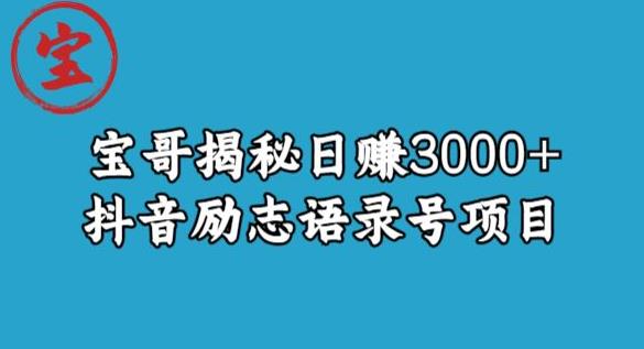 宝哥揭秘日赚3000+抖音励志语录号短视频变现项目-学习笔记资源库