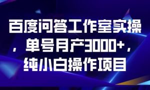 百度问答工作室实操,单号月产3000+,纯小白操作项目【揭秘】-学习笔记资源库