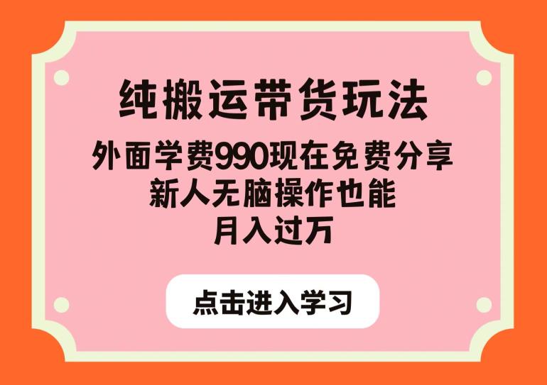 纯搬运带货玩法，外面学费990现在免费分享，新人无脑操作也能月入过万【揭秘】-学习笔记资源库