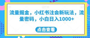 流量掘金,小红书注会新玩法,流量密码,小白日入1000+【揭秘】-学习笔记资源库
