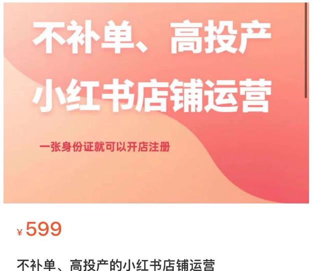 不补单、高投产的小红书店铺运营，一张身份证就可以开店注册-学习笔记资源库