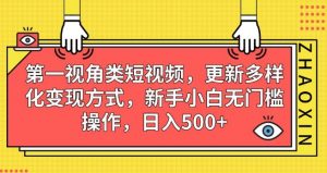 第一视角类短视频,更新多样化变现方式,新手小白无门槛操作,日入500+【揭秘】-学习笔记资源库