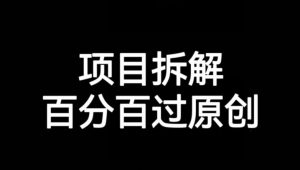 项目拆解赛道百分百过原创【揭秘】-学习笔记资源库