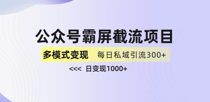 公众号霸屏截流项目+私域多渠道变现玩法，全网首发，日入1000+【揭秘】-学习笔记资源库