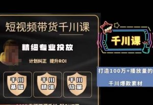短视频带货-千川专业投放课,精细化专业投放,计划纠正,提升ROI-学习笔记资源库