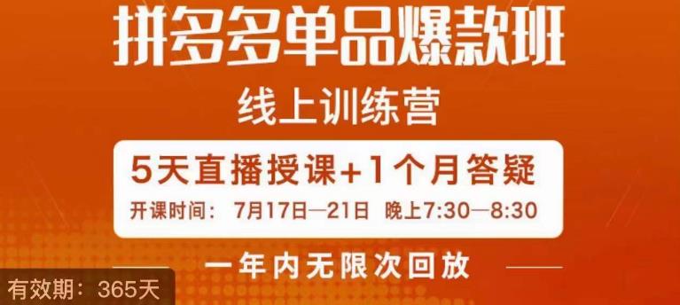 钟辰·拼多多单品爆款班，一个拼多多超级爆款养一个团队-学习笔记资源库