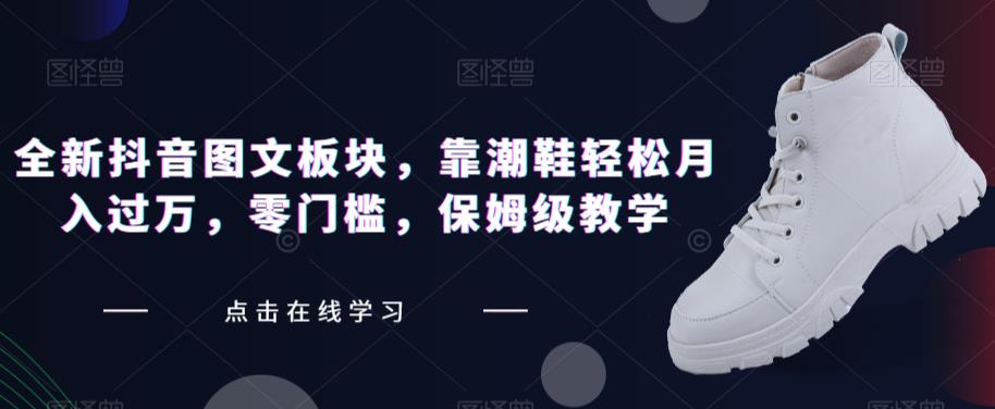 全新抖音图文板块，靠潮鞋轻松月入过万，零门槛，保姆级教学【揭秘】-学习笔记资源库