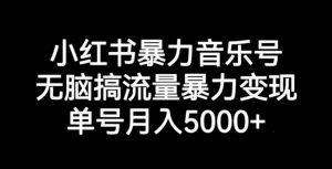 小红书暴力音乐号,无脑搞流量暴力变现,单号月入5000+-学习笔记资源库