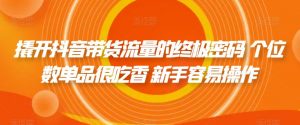 撬开抖音带货流量的终极密码 个位数单品很吃香 新手容易操作-学习笔记资源库