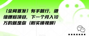 【全网首发】有手就行，微信爆粉项目，下一个月入10万的就是你（附实操视频）【揭秘】-学习笔记资源库