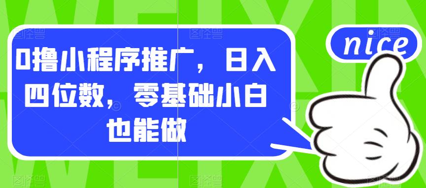0撸小程序推广，日入四位数，零基础小白也能做【揭秘】-学习笔记资源库