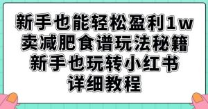 新手也能轻松盈利1w,卖减肥食谱玩法秘籍,新手也玩转小红书详细教程【揭秘】-学习笔记资源库