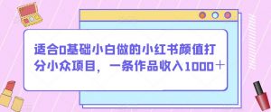 适合0基础小白做的小红书颜值打分小众项目,一条作品收入1000+【揭秘】-学习笔记资源库