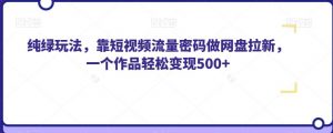 纯绿玩法,靠短视频流量密码做网盘拉新,一个作品轻松变现500+【揭秘】-学习笔记资源库