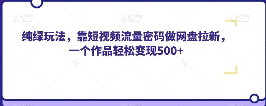 纯绿玩法，靠短视频流量密码做网盘拉新，一个作品轻松变现500+【揭秘】-学习笔记资源库