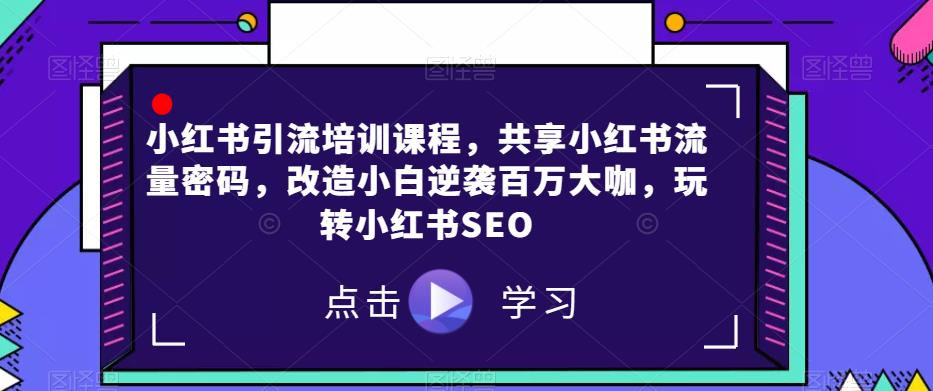 小红书引流培训课程，共享小红书流量密码，改造小白逆袭百万大咖，玩转小红书SEO-学习笔记资源库