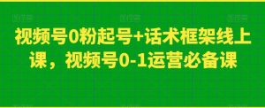 视频号0粉起号+话术框架线上课,视频号0-1运营必备课-学习笔记资源库