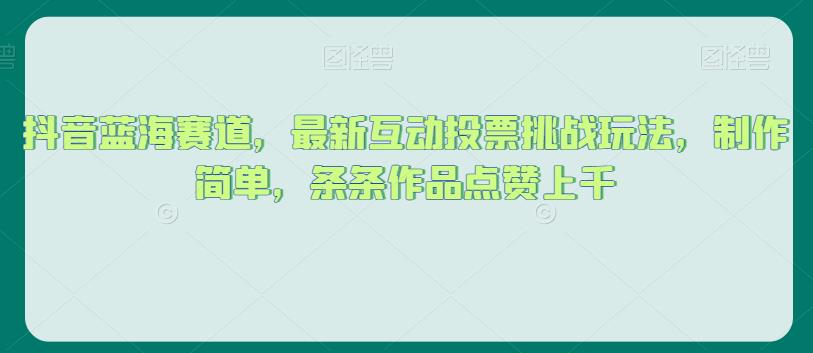 抖音蓝海赛道，最新互动投票挑战玩法，制作简单，条条作品点赞上千【揭秘】-学习笔记资源库